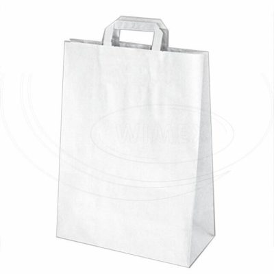 Papierové tašky 32+15 x 43 cm biele [50 ks]
